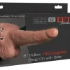 6" Hollow Rechargeable Strap-on with Balls natural