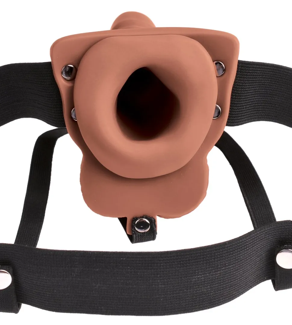 6" Hollow Rechargeable Strap-on with Balls natural