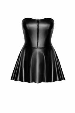 Ausgestelltes Wetlook Kleid Mini