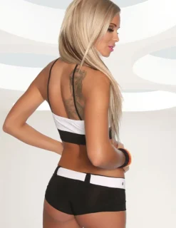 Bauchfreies Trikot-Set mit schwarzer Panty