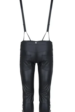 Bermuda Short mit Hosenträgern und seitlicher Beinschnürung und aufklapbarem Hinterteil schwarz