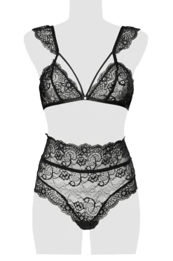 BH-Set aus feinster Spitze 2tlg. schwarz 15300