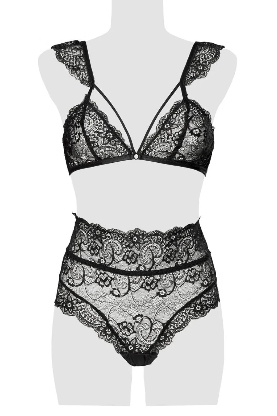 BH-Set aus feinster Spitze 2tlg. schwarz 15300