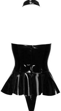 Body mit Halsband aus Lack schwarz