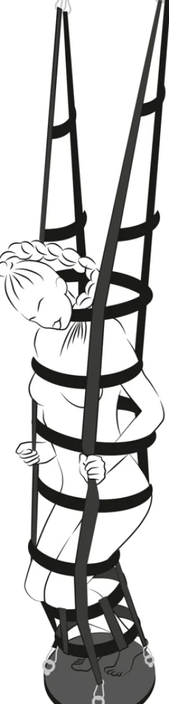Bondage-Käfig zum Aufhängen aus reißfesten Textilgurten und robuster Stehplatte