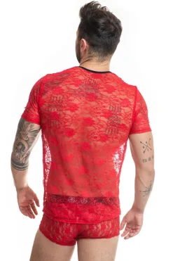 Brave T-Shirt aus Spitze in Rot