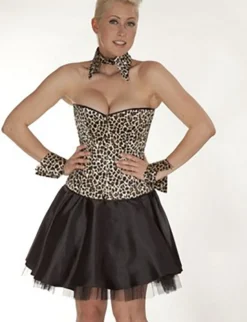 Brust-Korsett Satin leopard