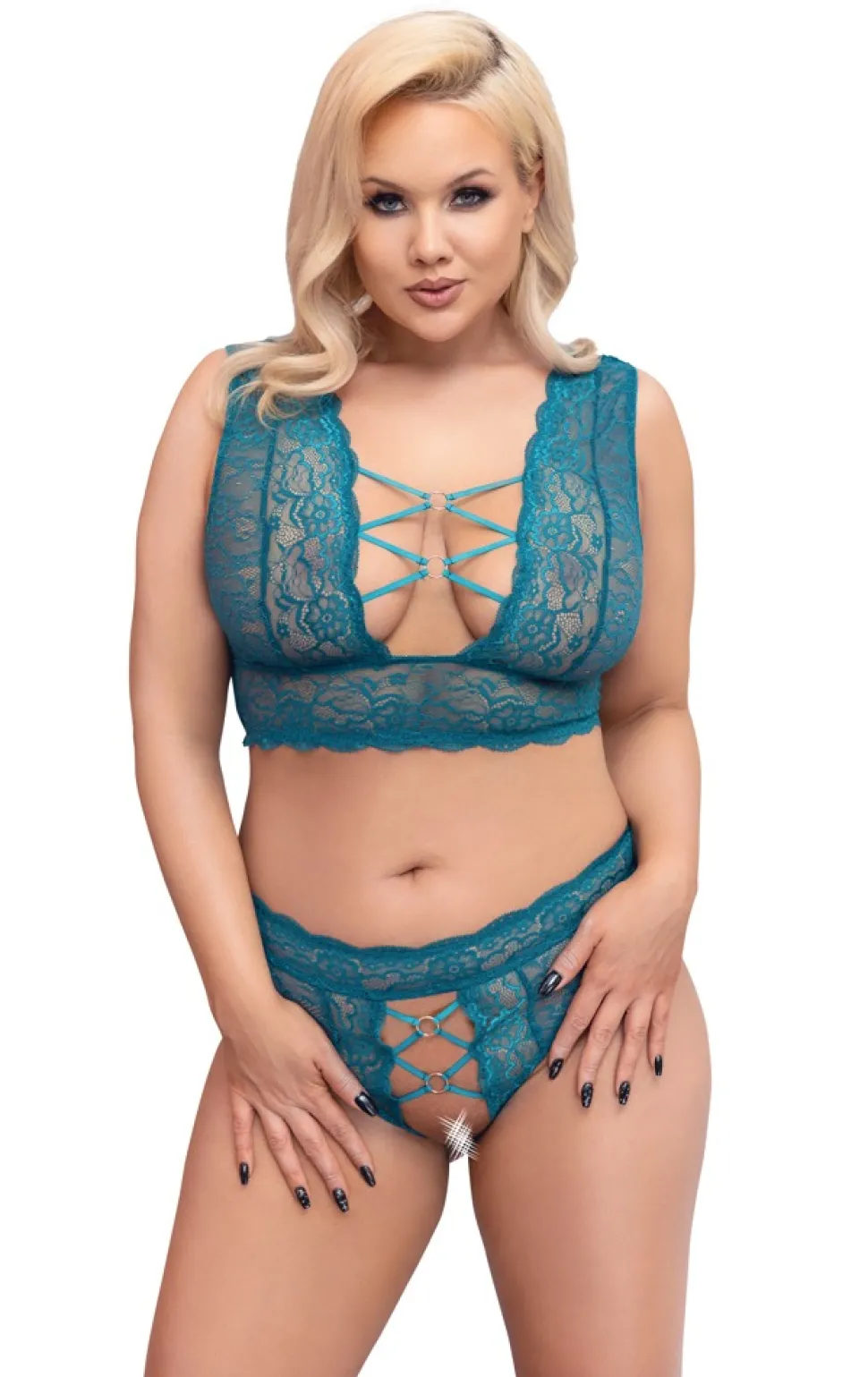 Bustier mit String Plus Size Spitze Ouvert