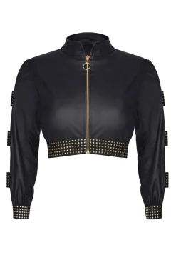 Cashbaby kurze Damenjacke im edlem Wetlook mit Reißverschluss