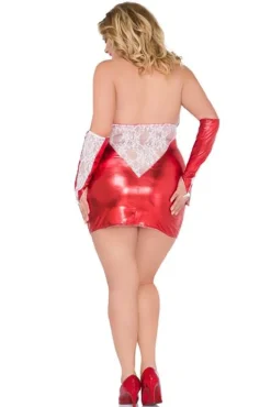 Chemise Wetlook und Spitze Armstulpen