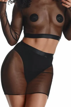 Clubwear Set aus feinem dehnbarem Material mit Gummibund