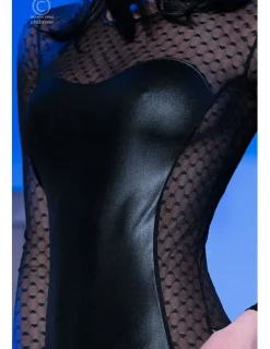 CR 4034 Leatherlook Minidress Schwarz