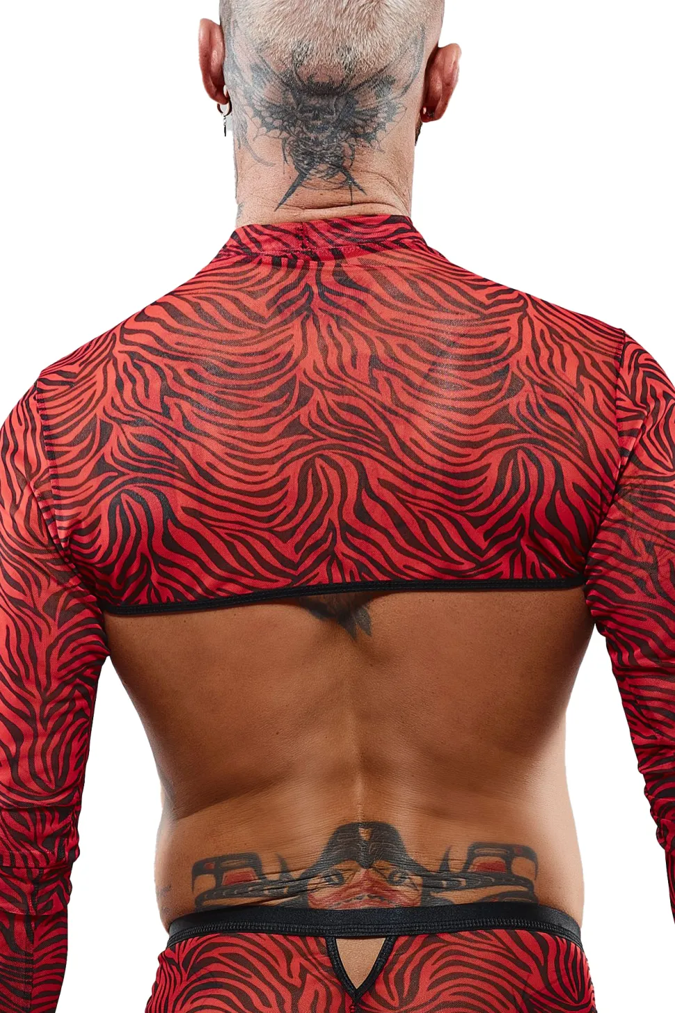 Crop Top im Zebramuster aus feinem Netzstoff