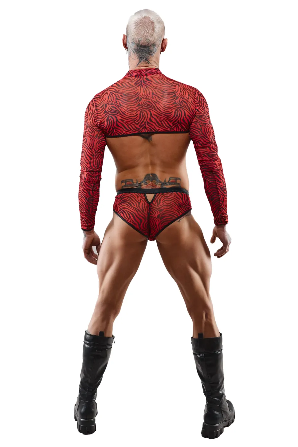 Crop Top im Zebramuster aus feinem Netzstoff