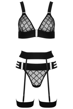 Dessous Set aus Netzmaterial 3 teilig