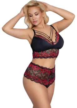 Dessous Set schwarz-rot