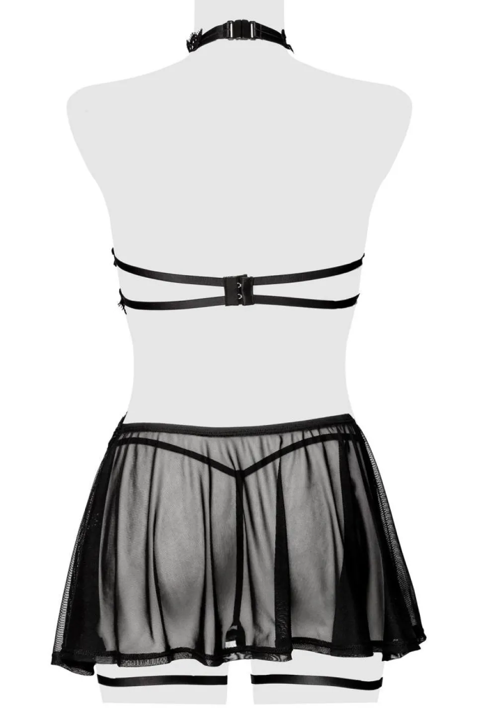 Dessous-Set aus Mesh und Häkelspitze