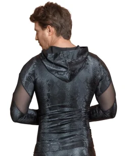 Elastisches Shirt mit Reißverschluss und Kapuze