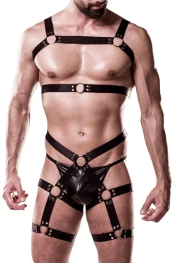 exklusiver Herren Harness-Set aus weichen Gummibändern mit passendem String