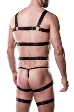 exklusiver Herren Harness-Set aus weichen Gummibändern mit passendem String