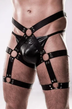 exklusiver Herren Harness-Set aus weichen Gummibändern mit passendem String