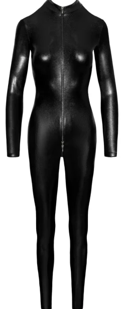 Exklusiver Wetlook-Overall in Schlangenhaut-Optik aus feistem Material
