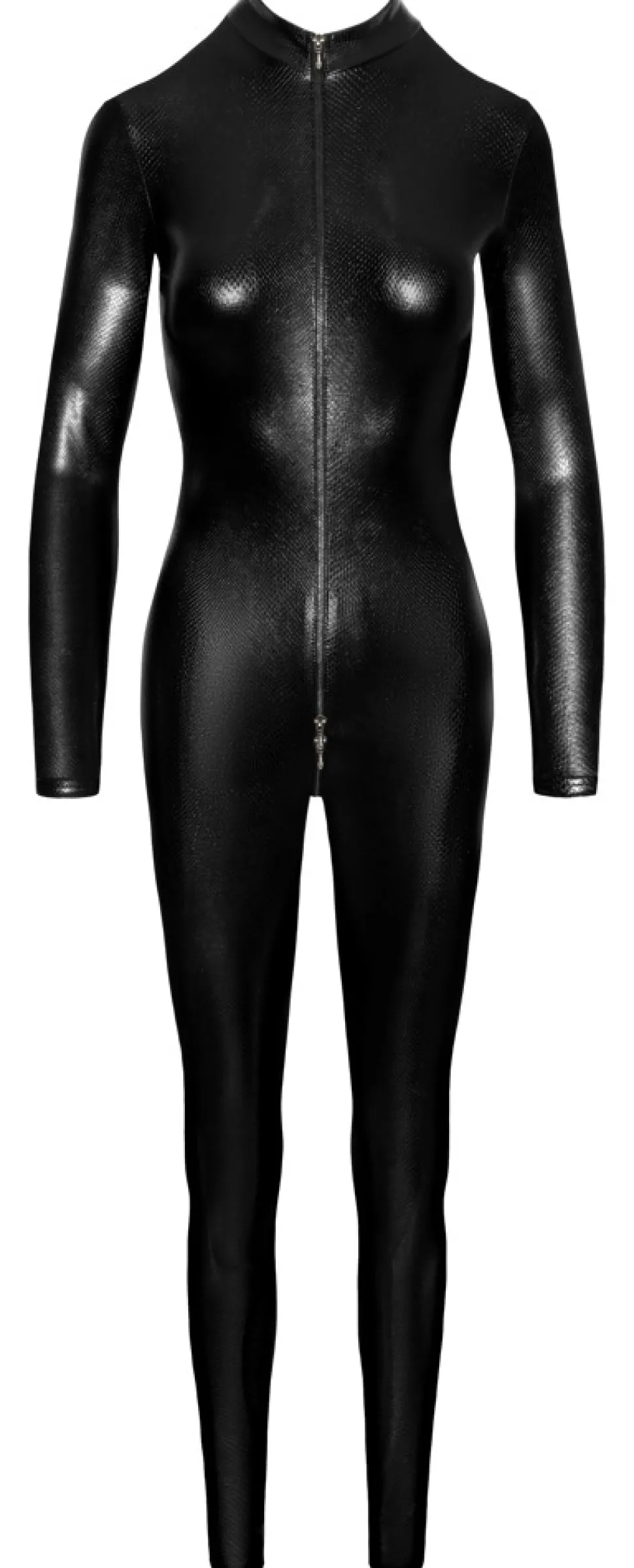 Exklusiver Wetlook-Overall in Schlangenhaut-Optik aus feistem Material