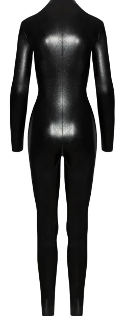 Exklusiver Wetlook-Overall in Schlangenhaut-Optik aus feistem Material