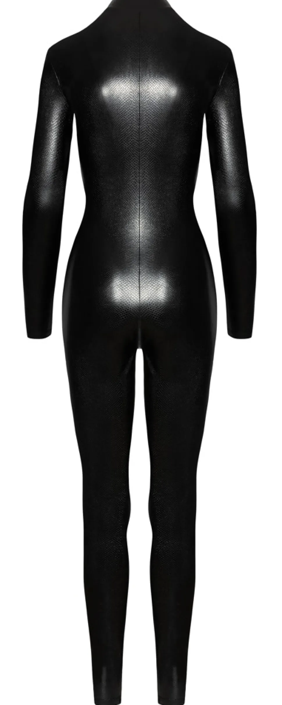 Exklusiver Wetlook-Overall in Schlangenhaut-Optik aus feistem Material