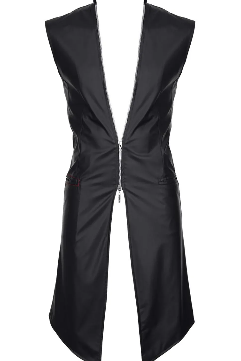 Halblanger Wetllook Herren Mantel schwarz