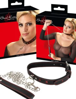 Halsfessel und Leine schwarz