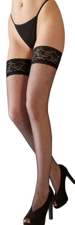 Halterlose Netzstrümpfe schwarz