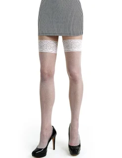 halterlose Netz-Strümpfe Veronica weiß