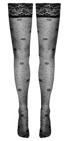 Halterlose Strümpfe mit Rosendetails