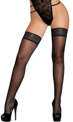 Halterlose Strümpfe Punkte schwarz