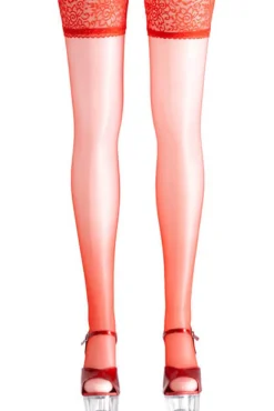 Halterlose Strümpfe rot