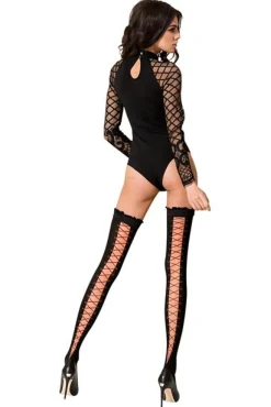 halterlose Strümpfe ST101 schwarz/rot