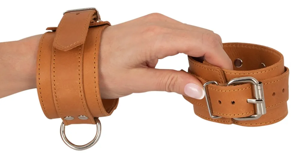 Handfesseln aus Leder in braun