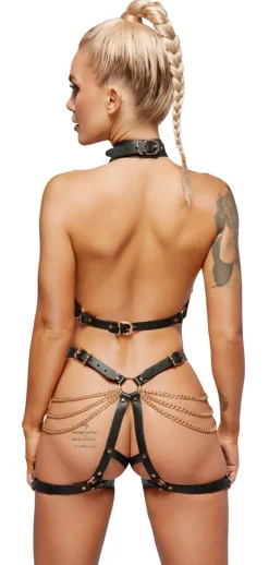 Harness Set aus Leder mit Ketten im edlen Look
