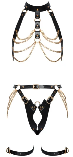 Harness Set aus Leder mit Ketten im edlen Look