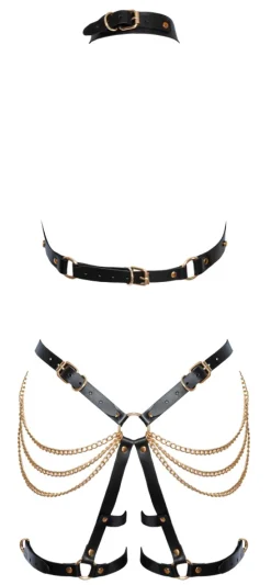 Harness Set aus Leder mit Ketten im edlen Look