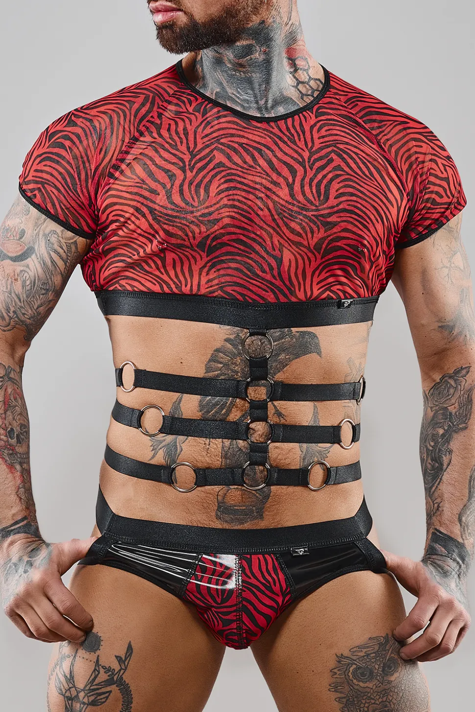 Harness T-Shirt mit Zebramuster