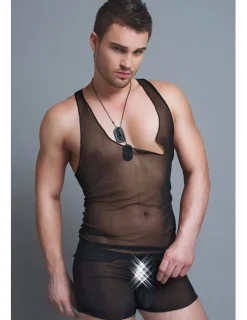 Hemd-Boxer-Set aus schwarzen Tüll