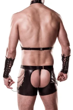 Herren Bondage-Set aus Wetlook-Stoff mit Ketten im aufregendem Desing