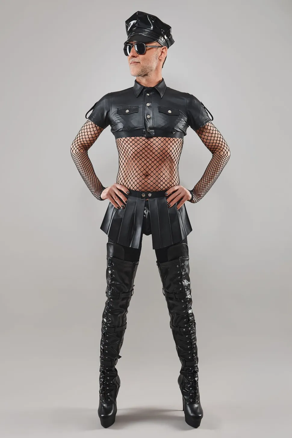 Herren Falten-Rock kurz mit Druckknöpfen