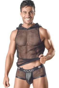 Herren Kapuzen-Shirt aus Netz Material