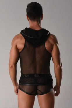 Herren Kapuzen-Shirt aus Netz Material