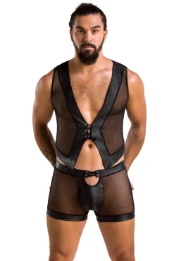 Herren Lingerie Set aus Tüll mit sexy Weste und Panty