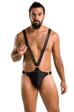 Herren Mattlook Body mit Riemen und Nieten