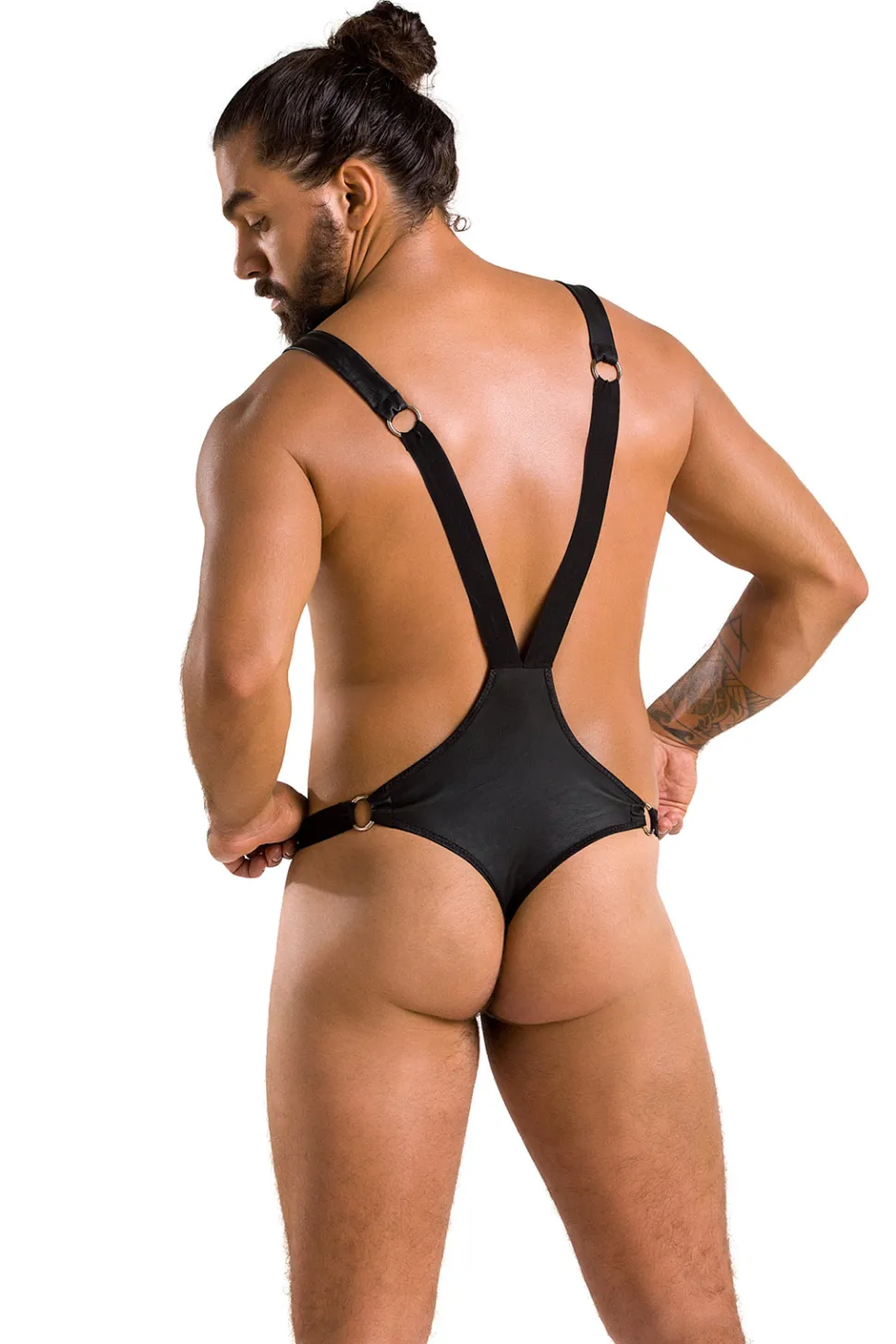 Herren Mattlook Body mit Riemen und Nieten
